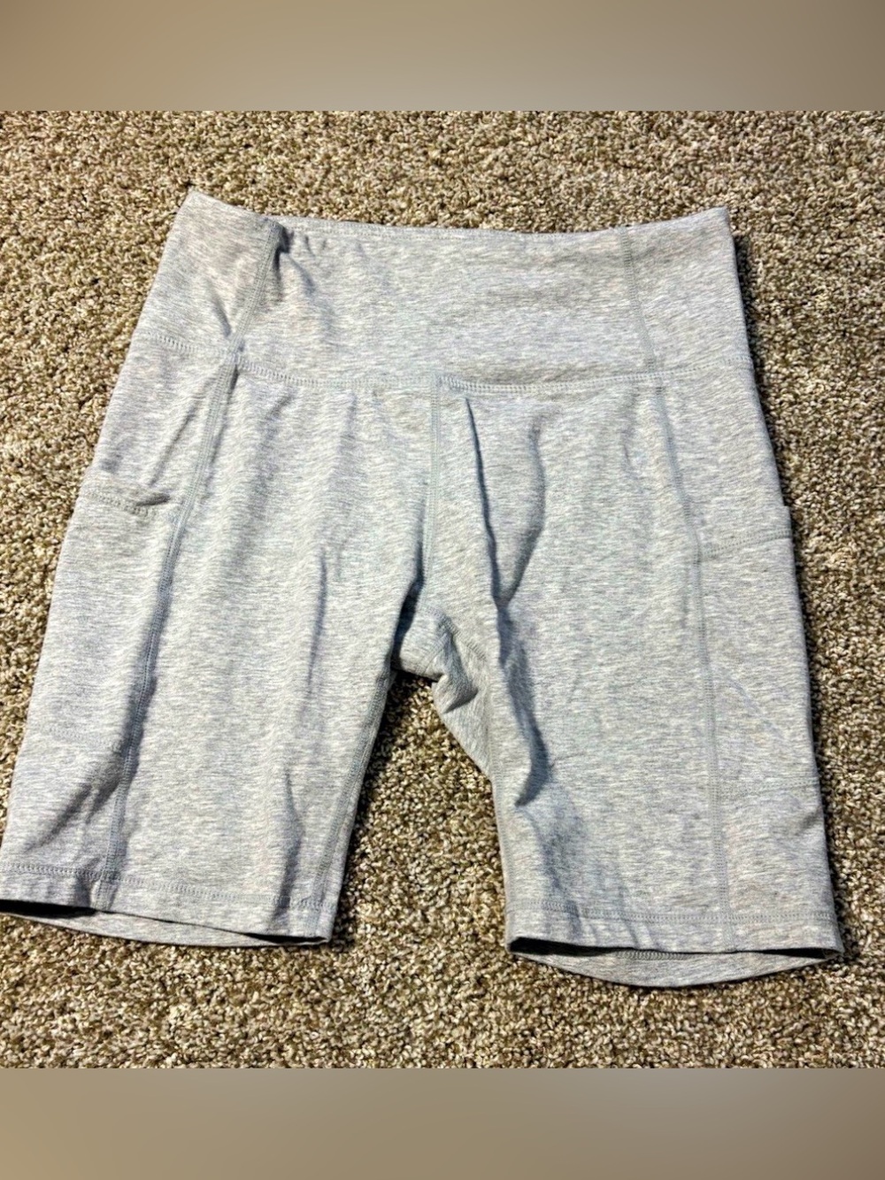 BALEAF Women's Gray Biker Shorts 8" Inseam Pull On Stretch Jersey Activewear